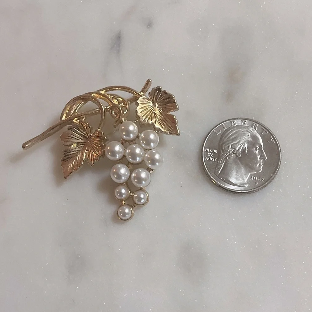 Faux Pearls Grape Brooch